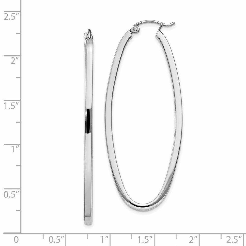 14k White Gold 21 mm Large Oval Hoop Earrings (3.53 grams)