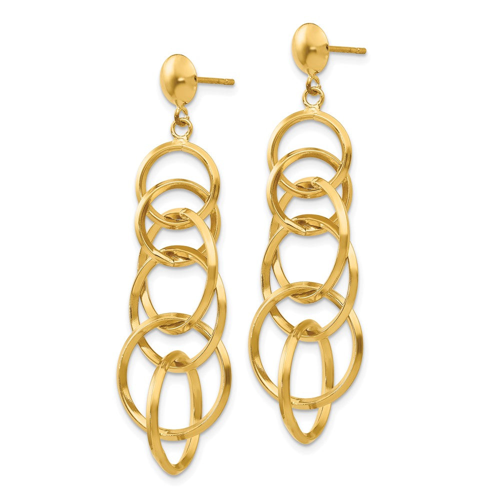 14k Yellow Gold 14 mm Circle Drop Post Earrings (4.18 grams)