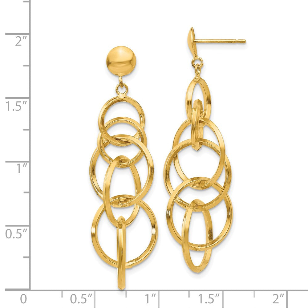 14k Yellow Gold 14 mm Circle Drop Post Earrings (4.18 grams)