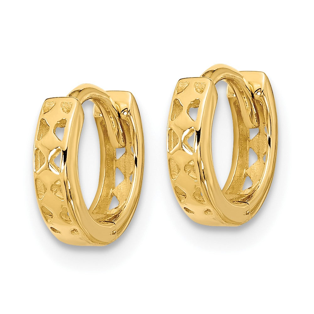 14k Yellow Gold 2.5 mm Cut-out Design Hinged Hoop Earrings (1.09 grams)