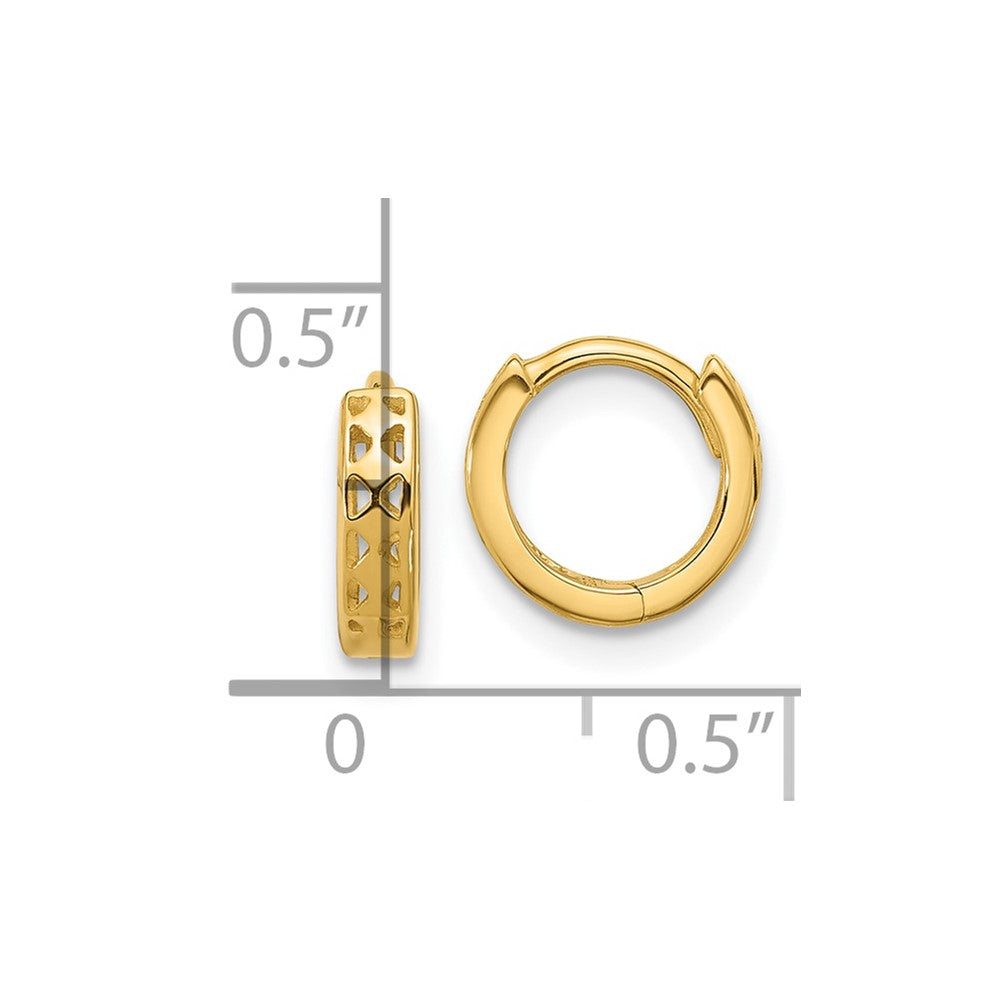 14k Yellow Gold 2.5 mm Cut-out Design Hinged Hoop Earrings (1.09 grams)