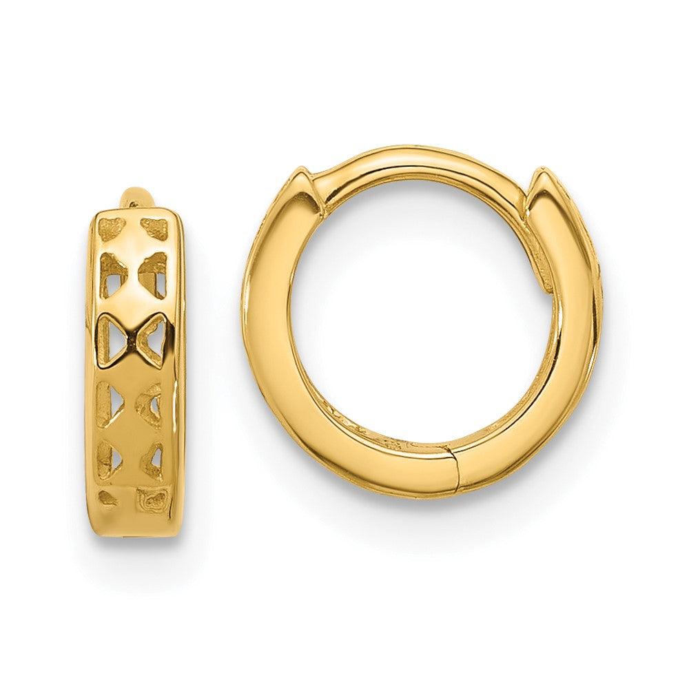 14k Yellow Gold 2.5 mm Cut-out Design Hinged Hoop Earrings (1.09 grams)