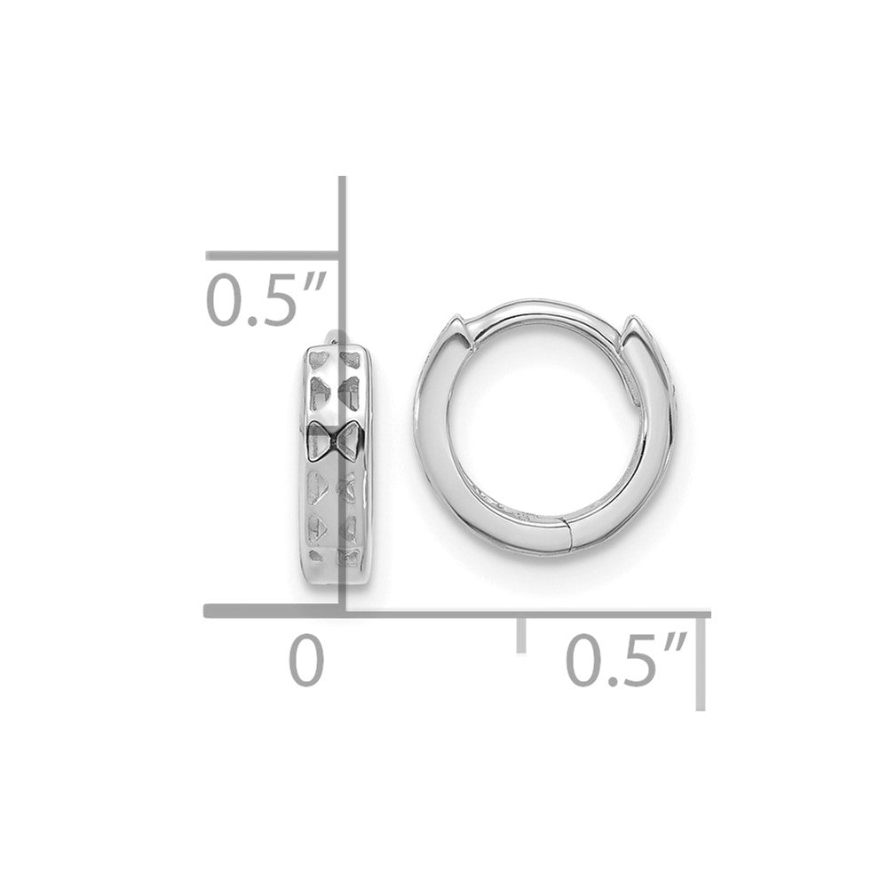 14k White Gold 4 mm Cut-out Design Hinged Hoop Earrings (1.12 grams)