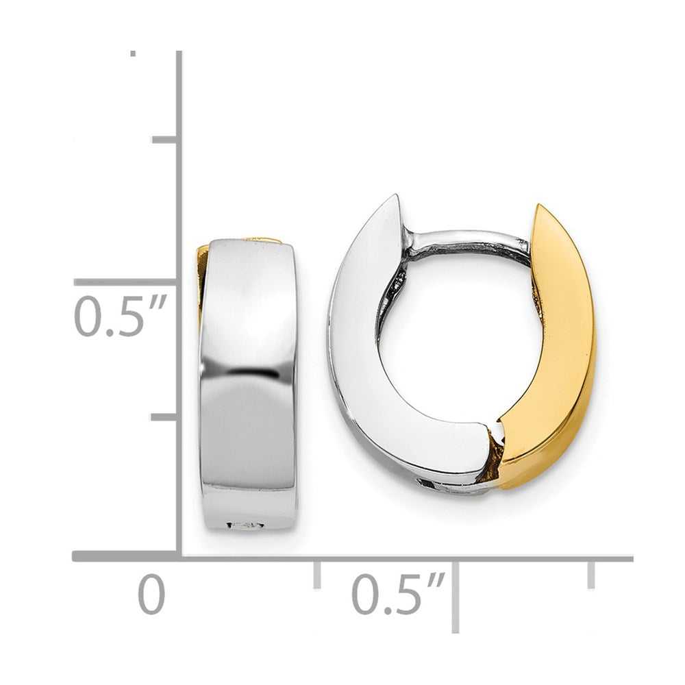 14k Two-tone 4.5 mm Polished Hinged Hoop Earrings (5.05 grams)