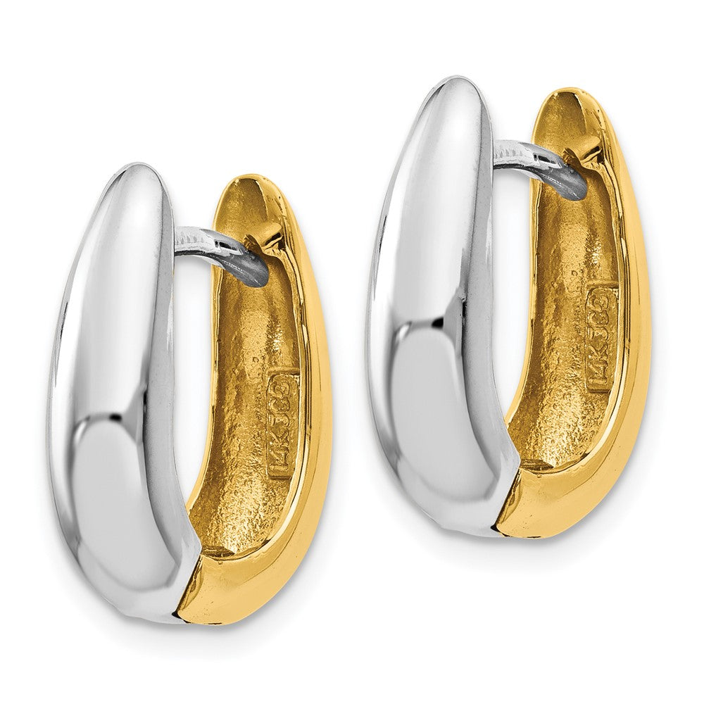 14k Two-tone 5 mm U Shaped Hinged Hoop Earrings (6.03 grams)