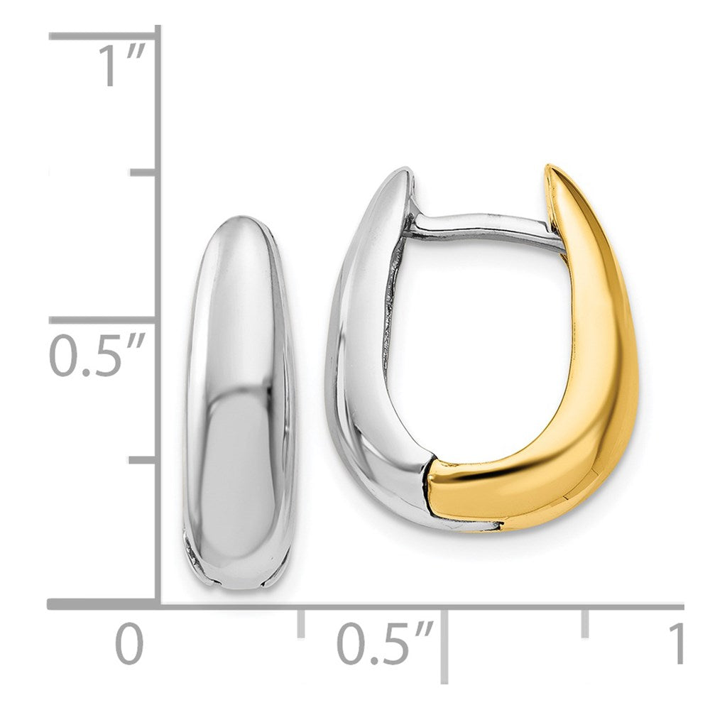 14k Two-tone 5 mm U Shaped Hinged Hoop Earrings (6.03 grams)