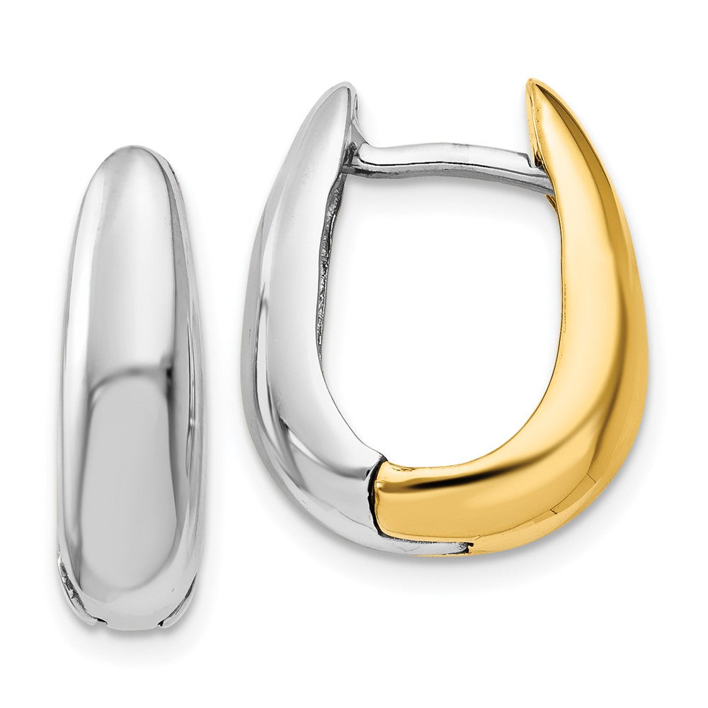 14k Two-tone 5 mm U Shaped Hinged Hoop Earrings (6.03 grams)