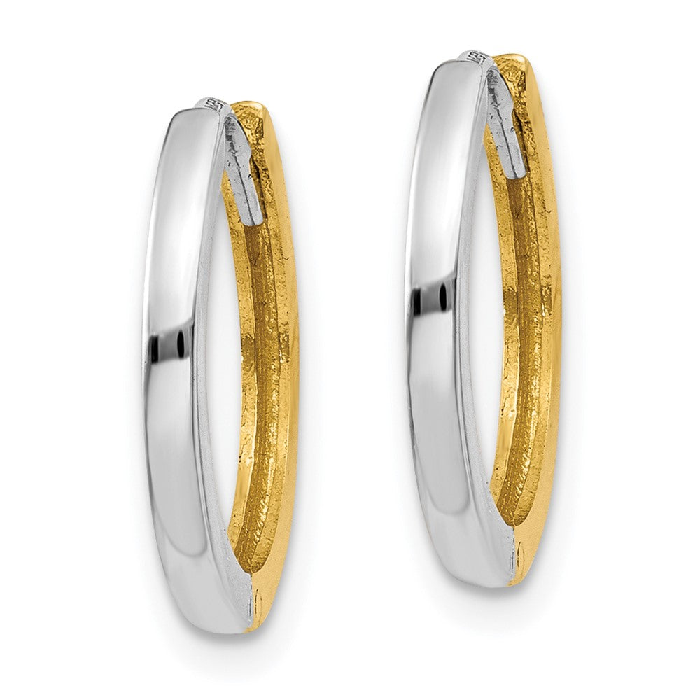 14k Two-tone 1.5 mm Round Hinged Hoop Earrings (1.43 grams)