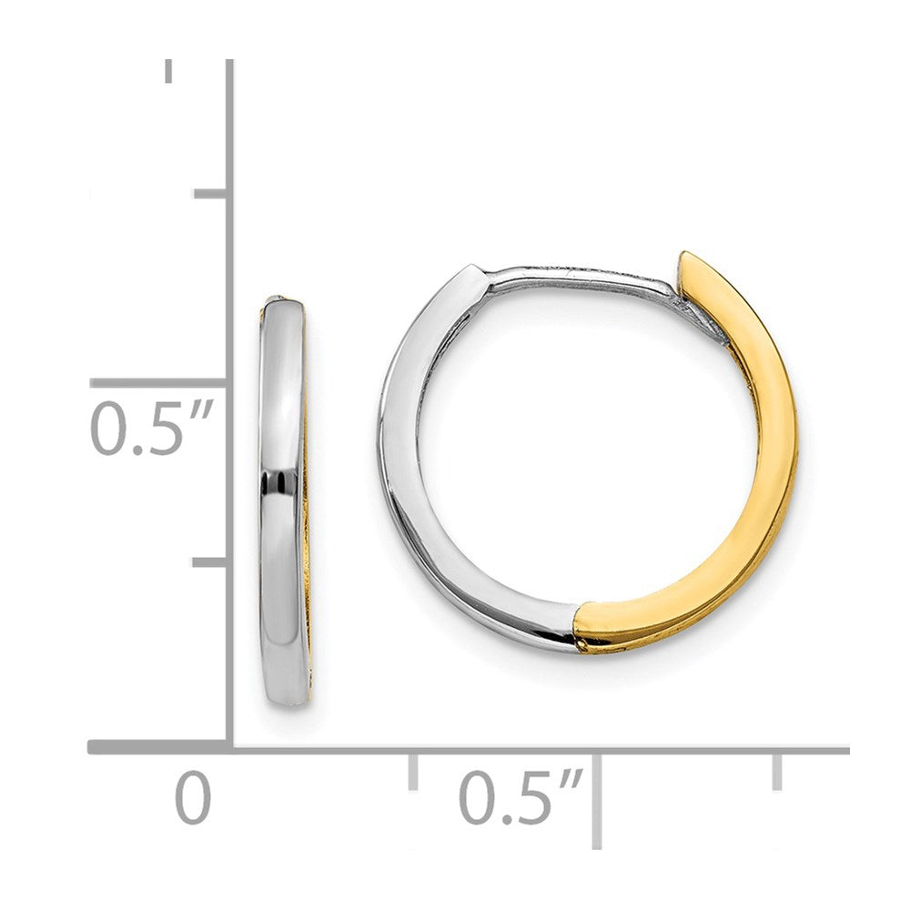 14k Two-tone 1.5 mm Round Hinged Hoop Earrings (1.43 grams)