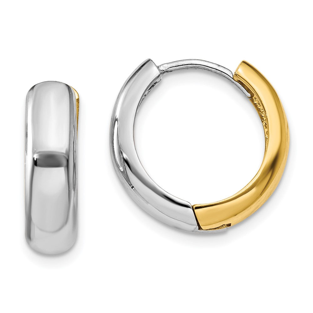 14k Two-tone 4.5 mm Two-tone Huggie Earrings (3.94 grams)