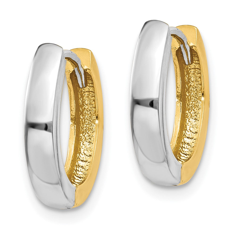 14k Two-tone 2.5 mm Round Hinged Hoop Earrings (1.99 grams)