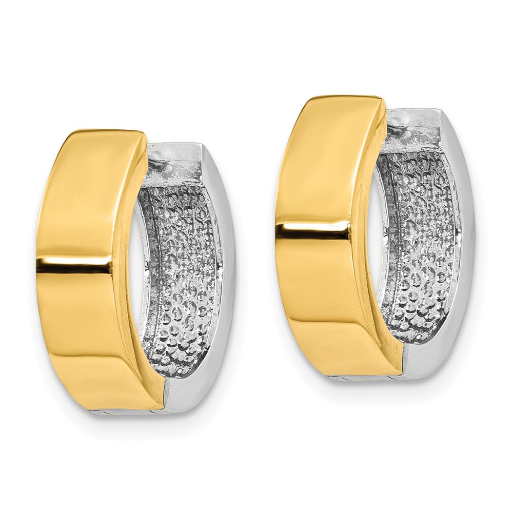 14k Two-tone 4.5 mm Round Hinged Hoop Earrings (2.82 grams)