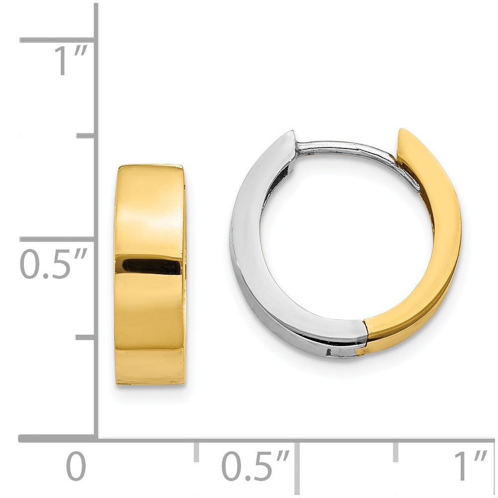 14k Two-tone 4.5 mm Round Hinged Hoop Earrings (2.82 grams)