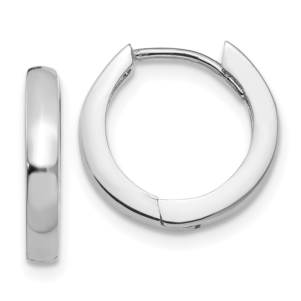 14k White Gold 2.5 mm Round Hinged Hoop Earrings (2.13 grams)