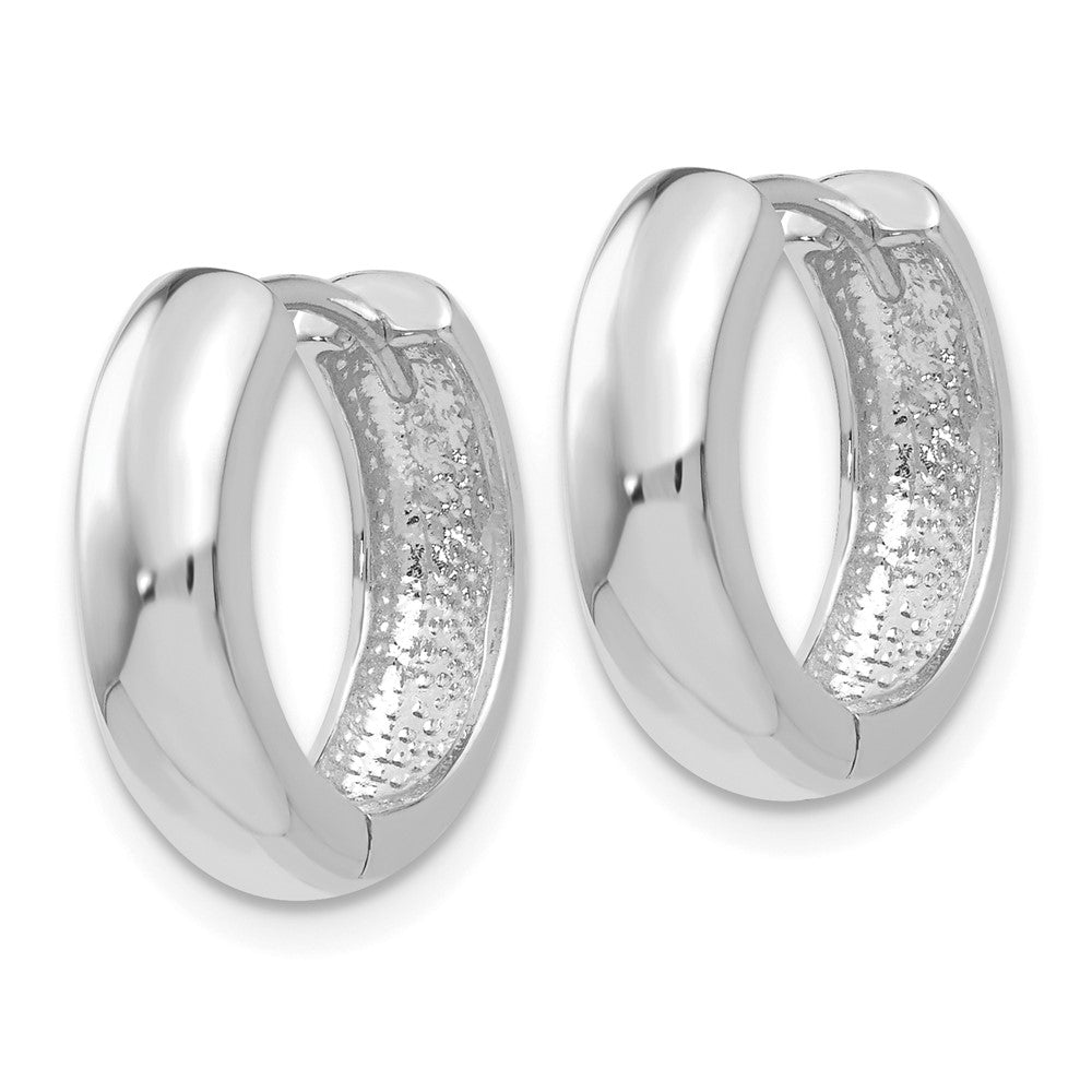 14k White Gold 4 mm Round Hinged Hoop Earrings (3.74 grams)