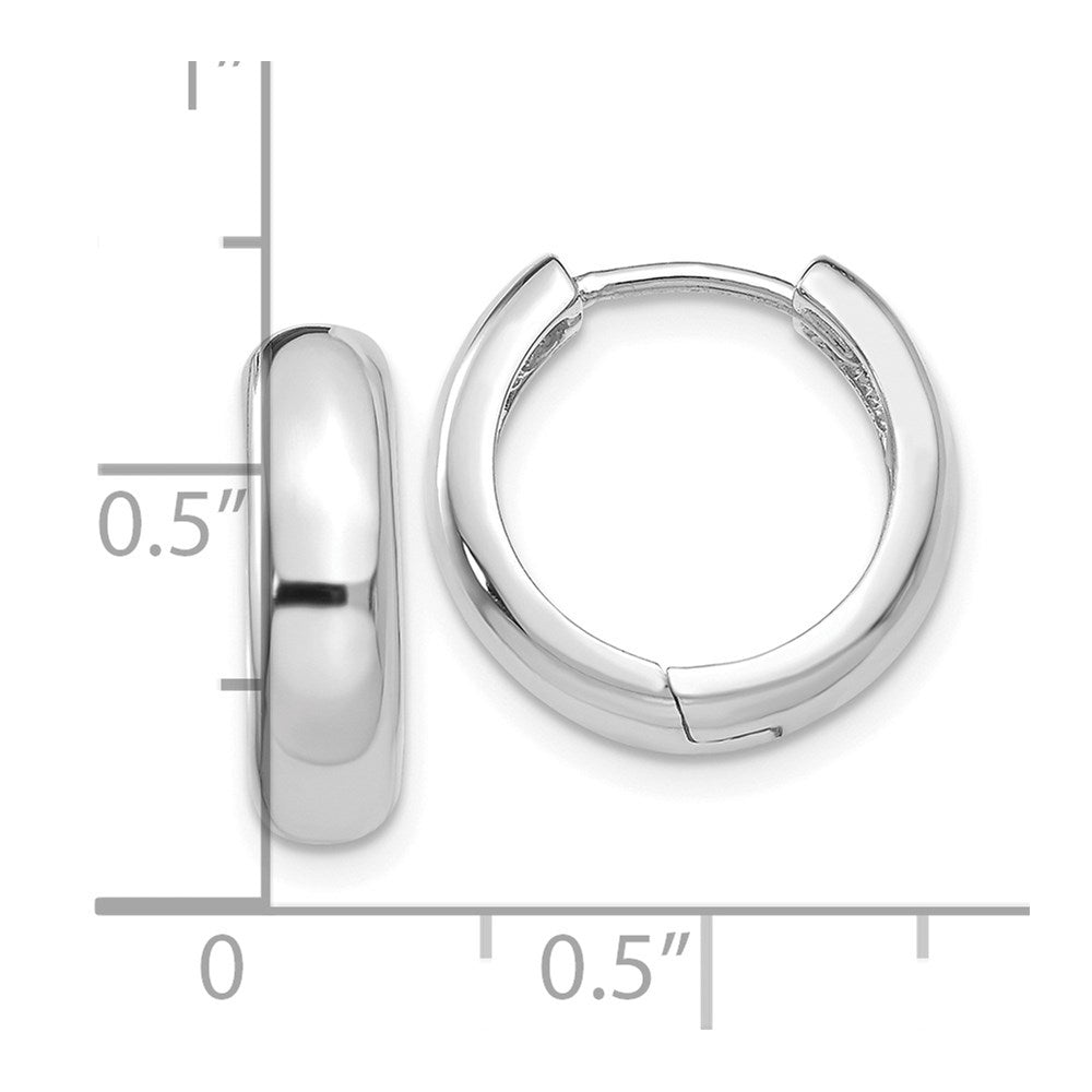 14k White Gold 4 mm Round Hinged Hoop Earrings (3.74 grams)