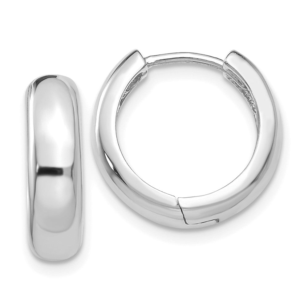 14k White Gold 4 mm Round Hinged Hoop Earrings (3.74 grams)