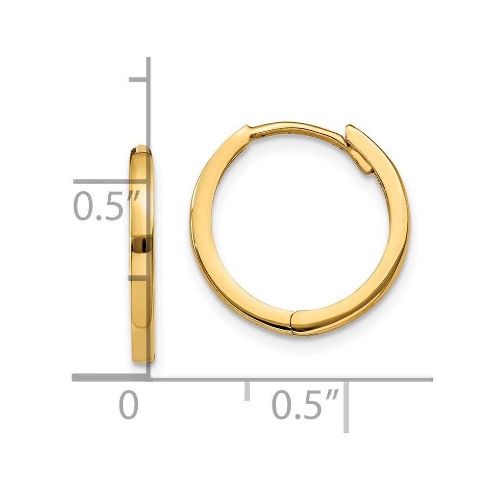 14k Yellow Gold 1.5 mm Round Hinged Hoop Earrings (1.41 grams)
