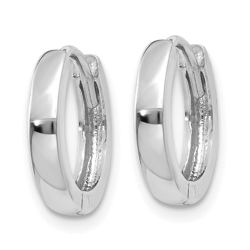 14k White Gold 2 mm Round Hinged Hoop Earrings (1.18 grams)