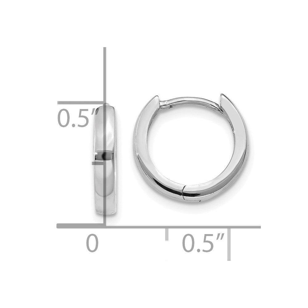 14k White Gold 2 mm Round Hinged Hoop Earrings (1.18 grams)