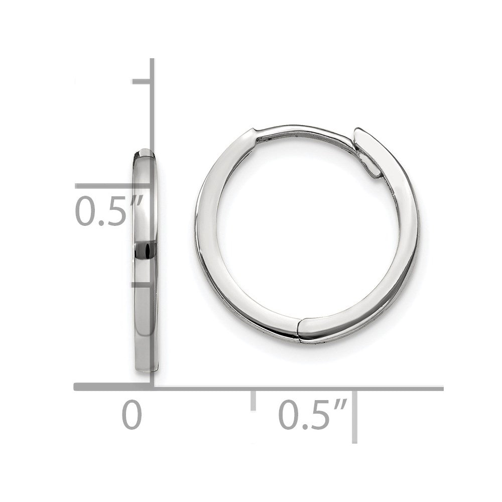 14k White Gold 1.5 mm Round Hinged Earrings (1.55 grams)