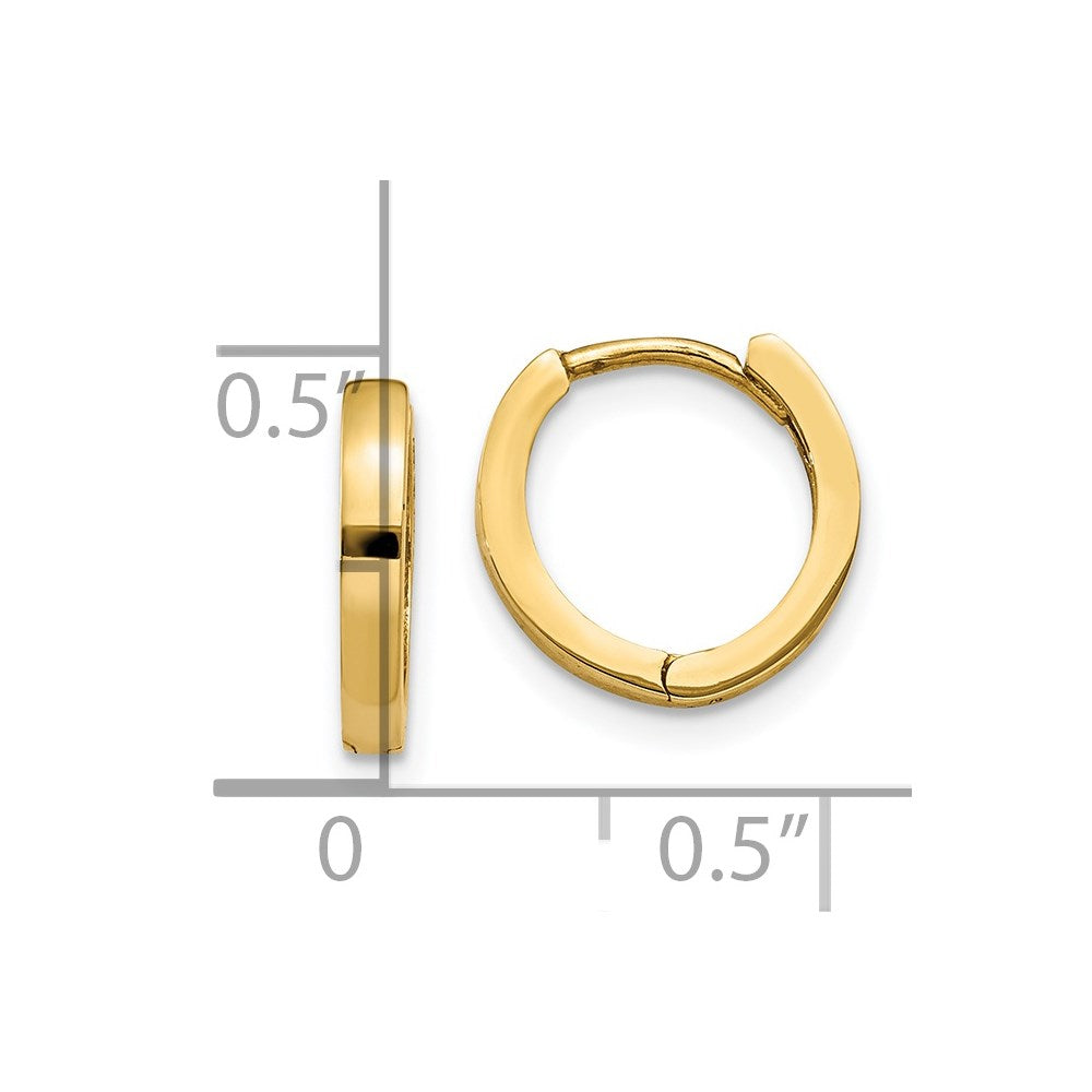 14k Yellow Gold 2 mm Round Hinged Hoop Earrings (1.21 grams)