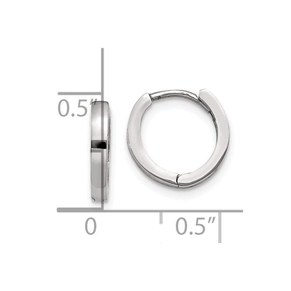 14k White Gold 1.5 mm Round Hinged Hoop Earrings (1.16 grams)