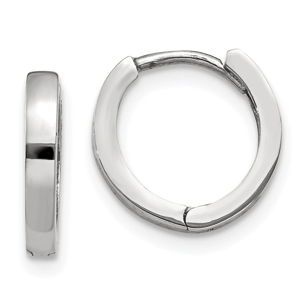 14k White Gold 1.5 mm Round Hinged Hoop Earrings (1.16 grams)