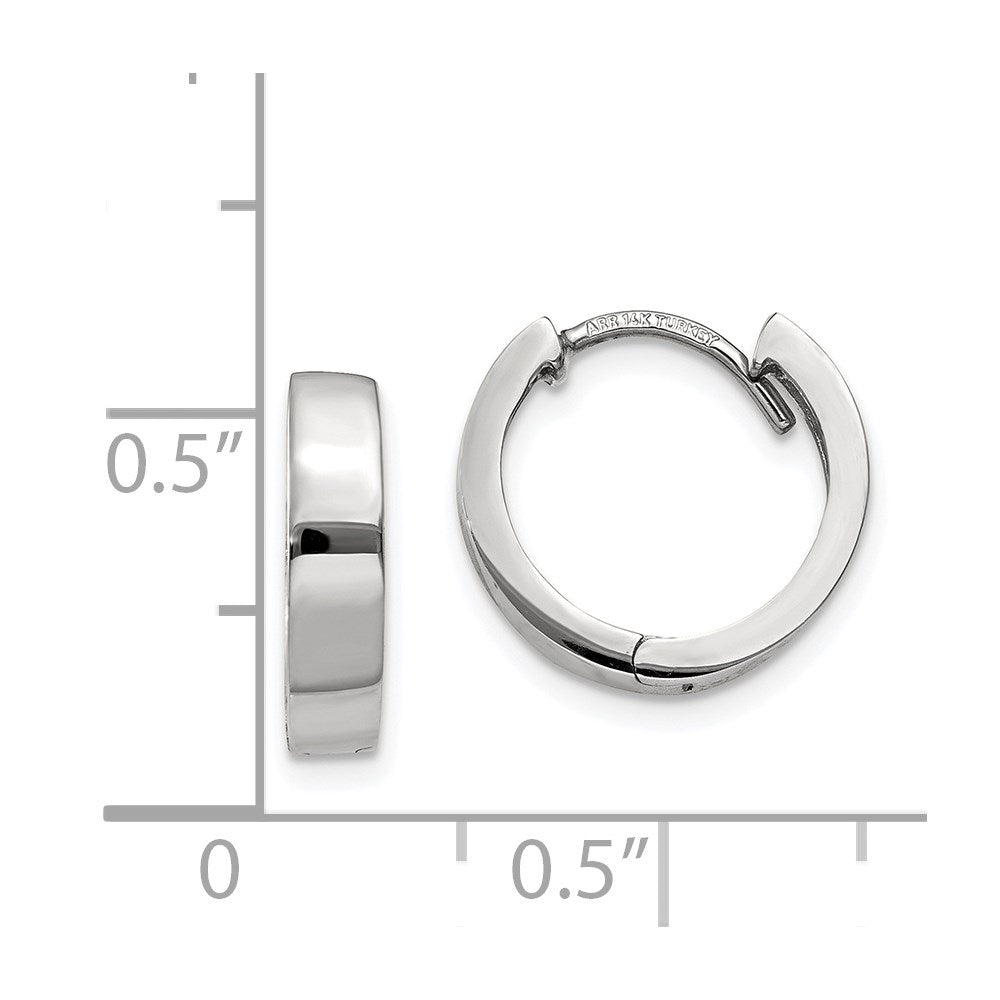 14k White Gold 3 mm Round Hinged Hoop Earrings (1.73 grams)