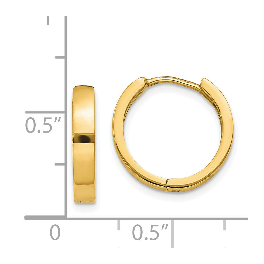 14k Yellow Gold 2 mm Round Hinged Hoop Earrings (2.14 grams)