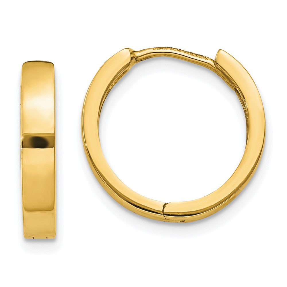 14k Yellow Gold 2 mm Round Hinged Hoop Earrings (2.14 grams)