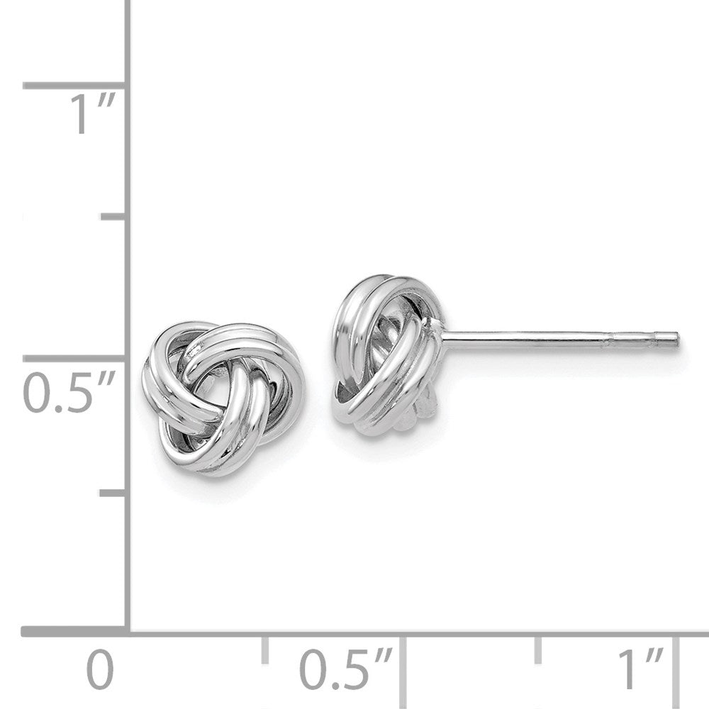 14k White Gold 7 mm Polished Love Knot Post Earrings (1.37 grams)