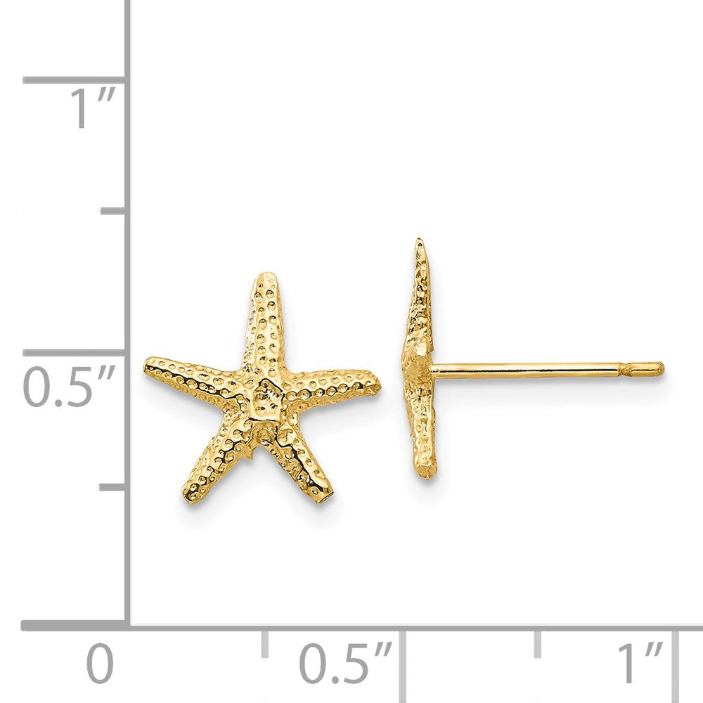 14k Yellow Gold 11 mm Starfish Post Earrings (0.93 grams)