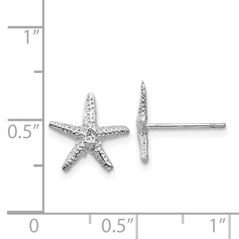 14k White Gold 11 mm Starfish Post Earrings (0.95 grams)