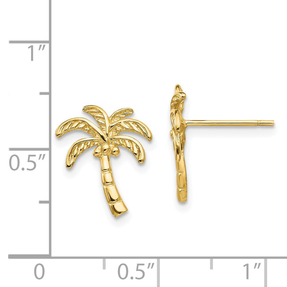 14k Yellow Gold 11 mm Palm Tree Post Earrings (1.26 grams)