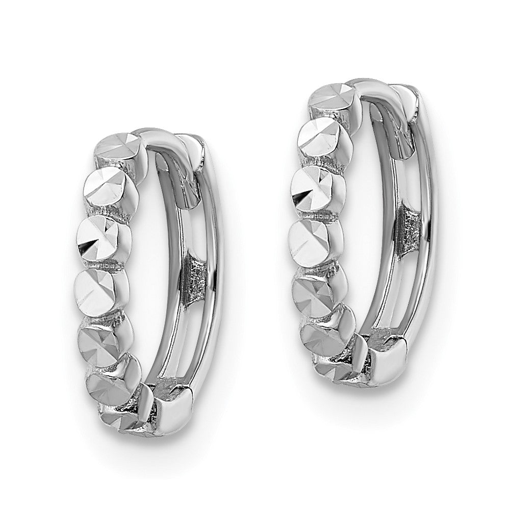 14k White Gold 11.85 mm Hinged Hoop Earrings (1.01 grams)