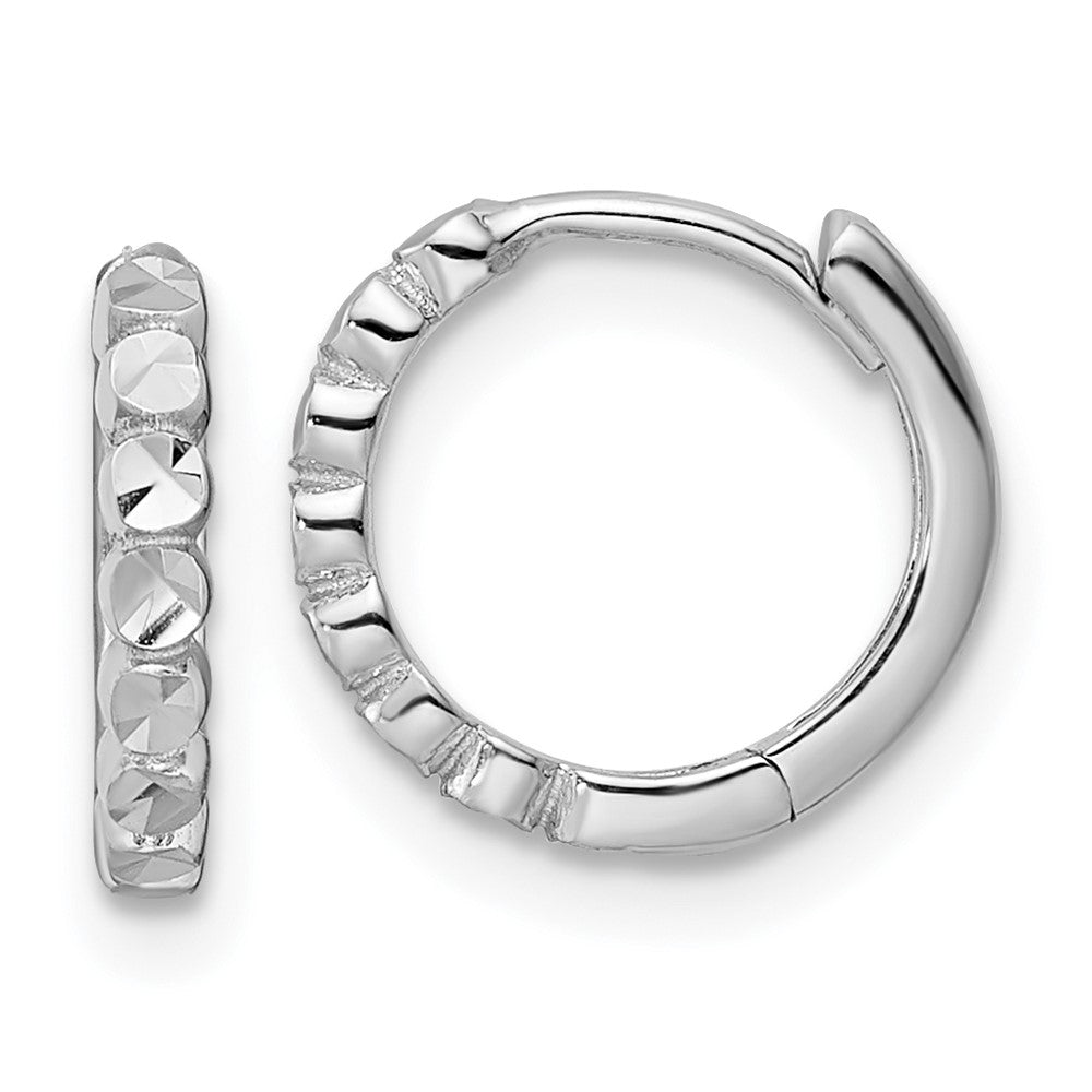 14k White Gold 11.85 mm Hinged Hoop Earrings (1.01 grams)