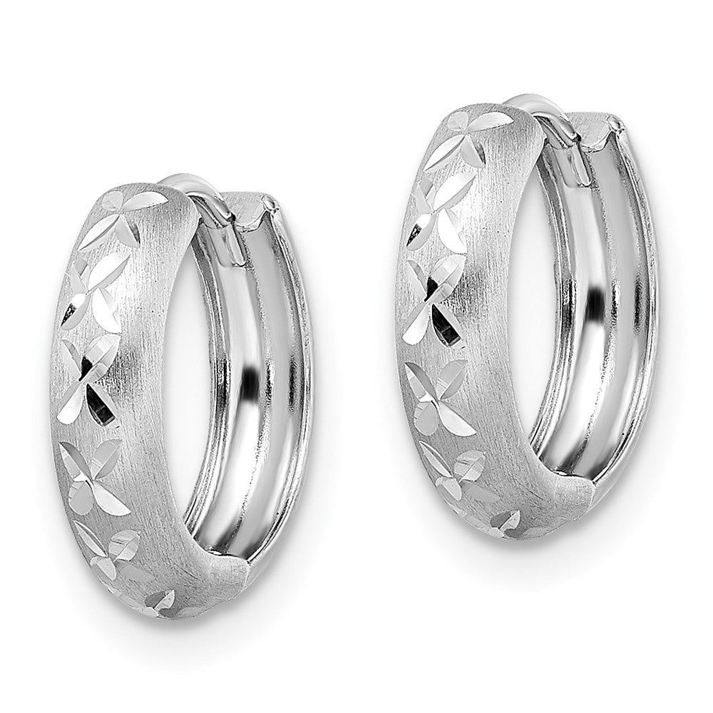 14k White Gold 13.77 mm Hinged Hoop Earrings (1.2 grams)