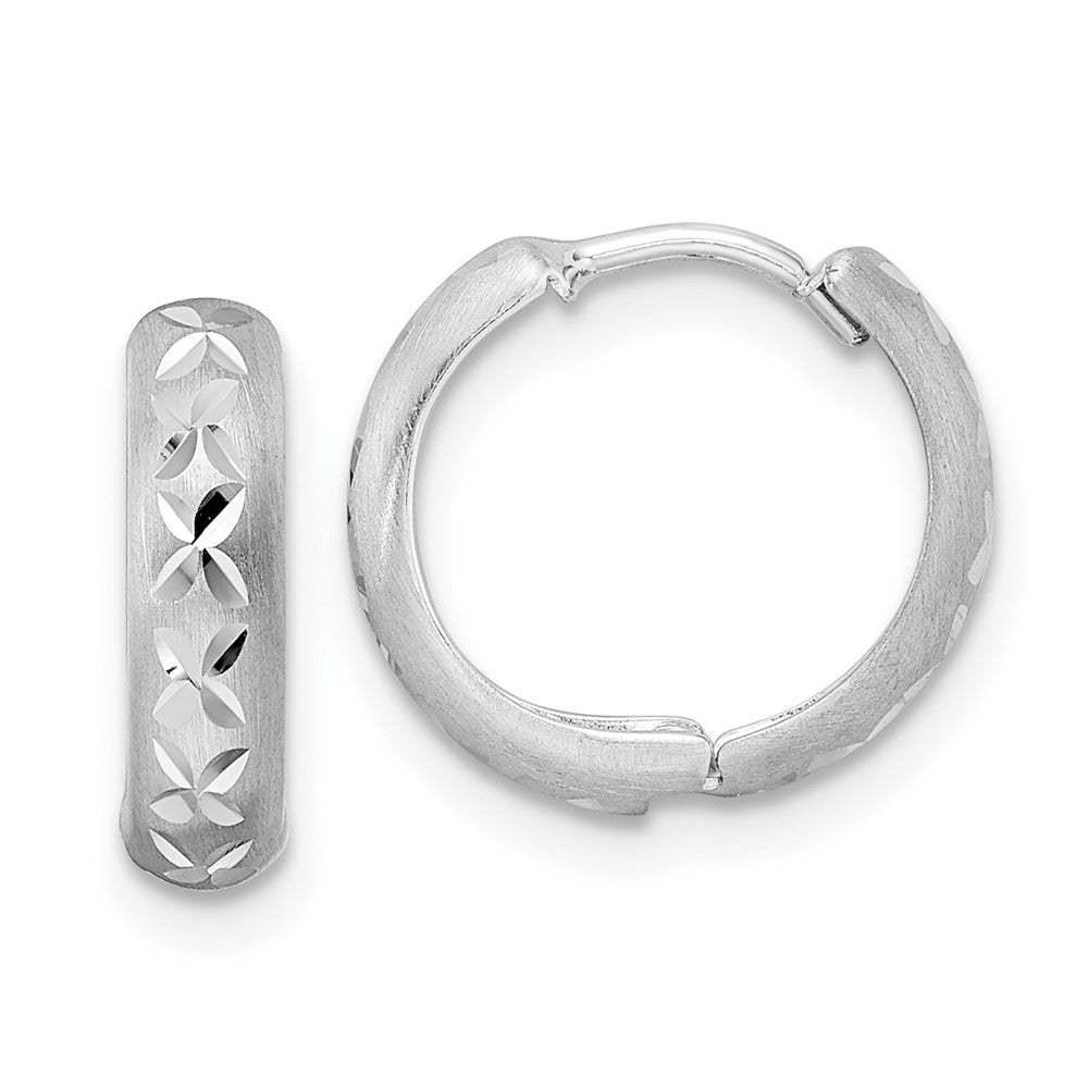 14k White Gold 13.77 mm Hinged Hoop Earrings (1.2 grams)