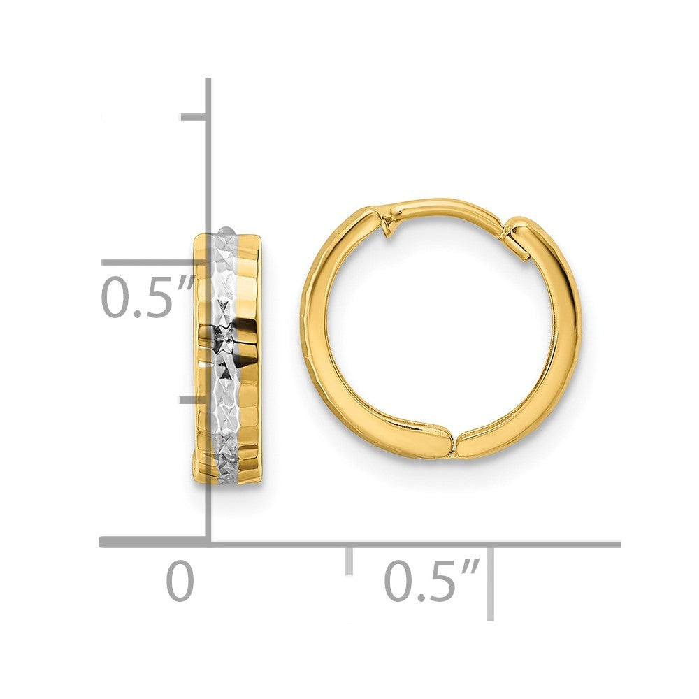 14k Yellow & Rhodium 12.65 mm Hinged Hoop Earrings (1.02 grams)