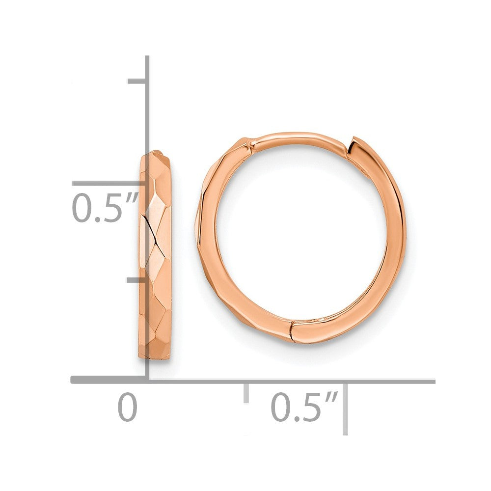 14k Rose Gold 13.85 mm Hinged Hoop Earrings (1.48 grams)