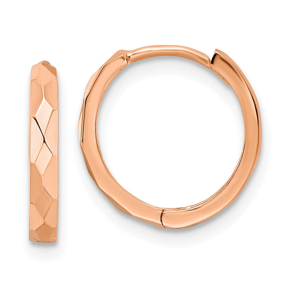 14k Rose Gold 13.85 mm Hinged Hoop Earrings (1.48 grams)
