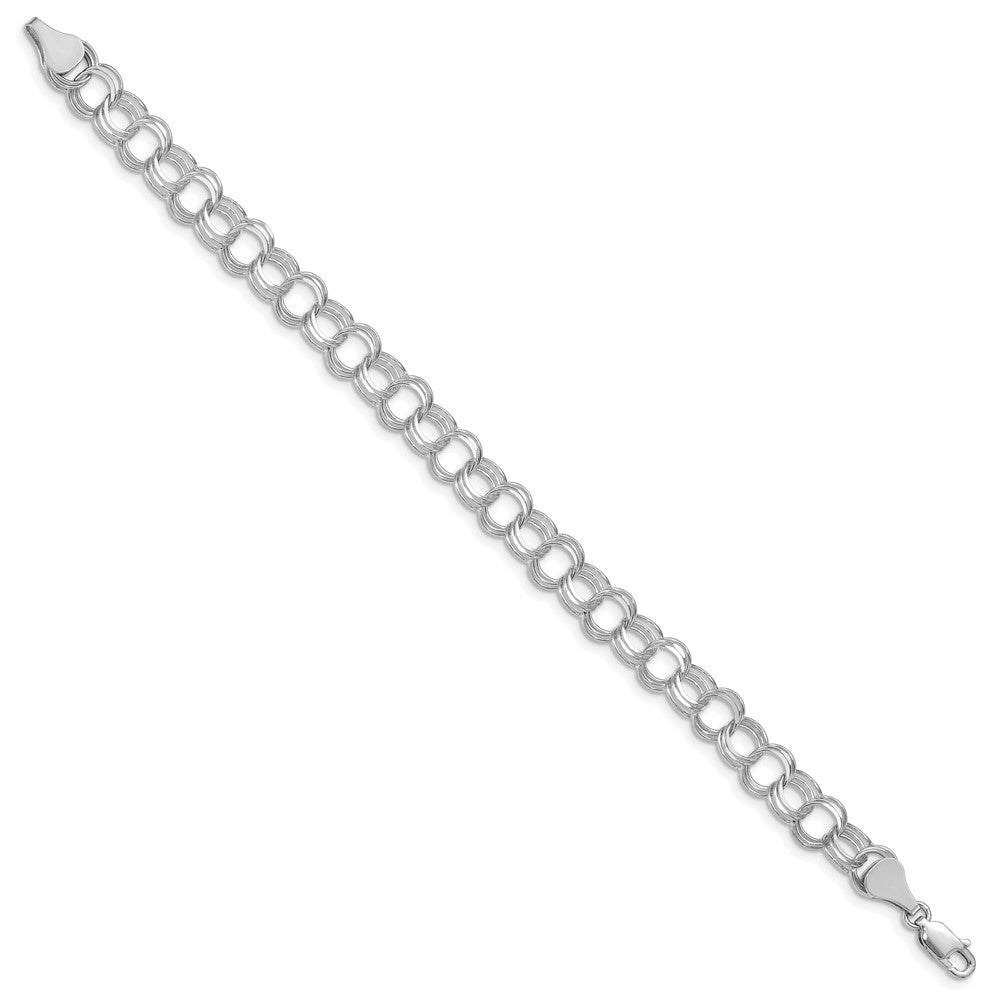14k White Gold 7 mm Triple Link Charm Bracelet (6.01 grams)