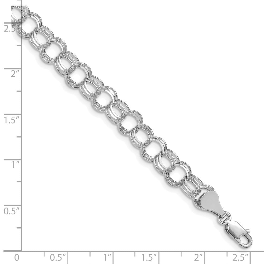 14k White Gold 7 mm Triple Link Charm Bracelet (6.01 grams)