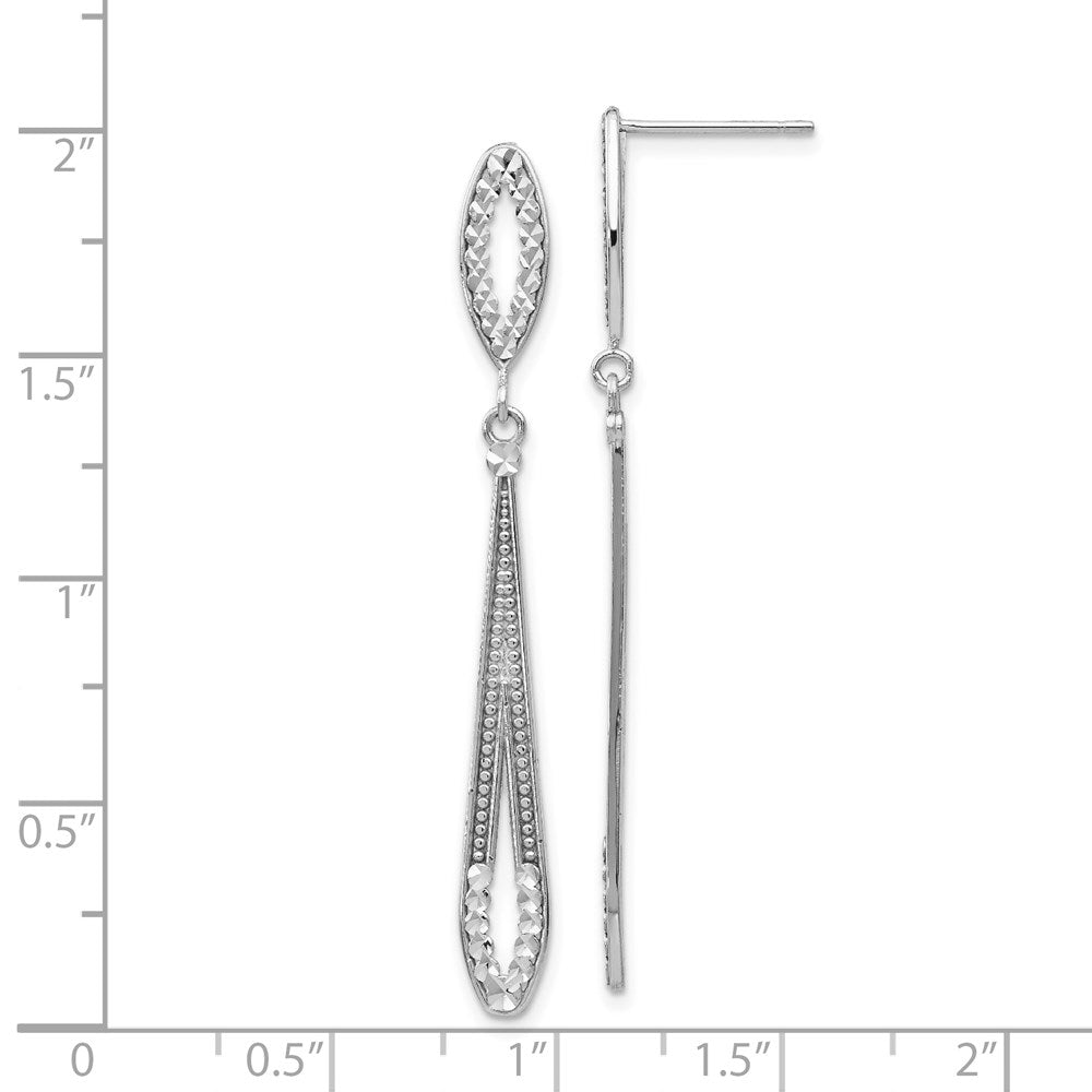 14k White Gold 5 mm Diamond-cut Dangle (1.97 grams)