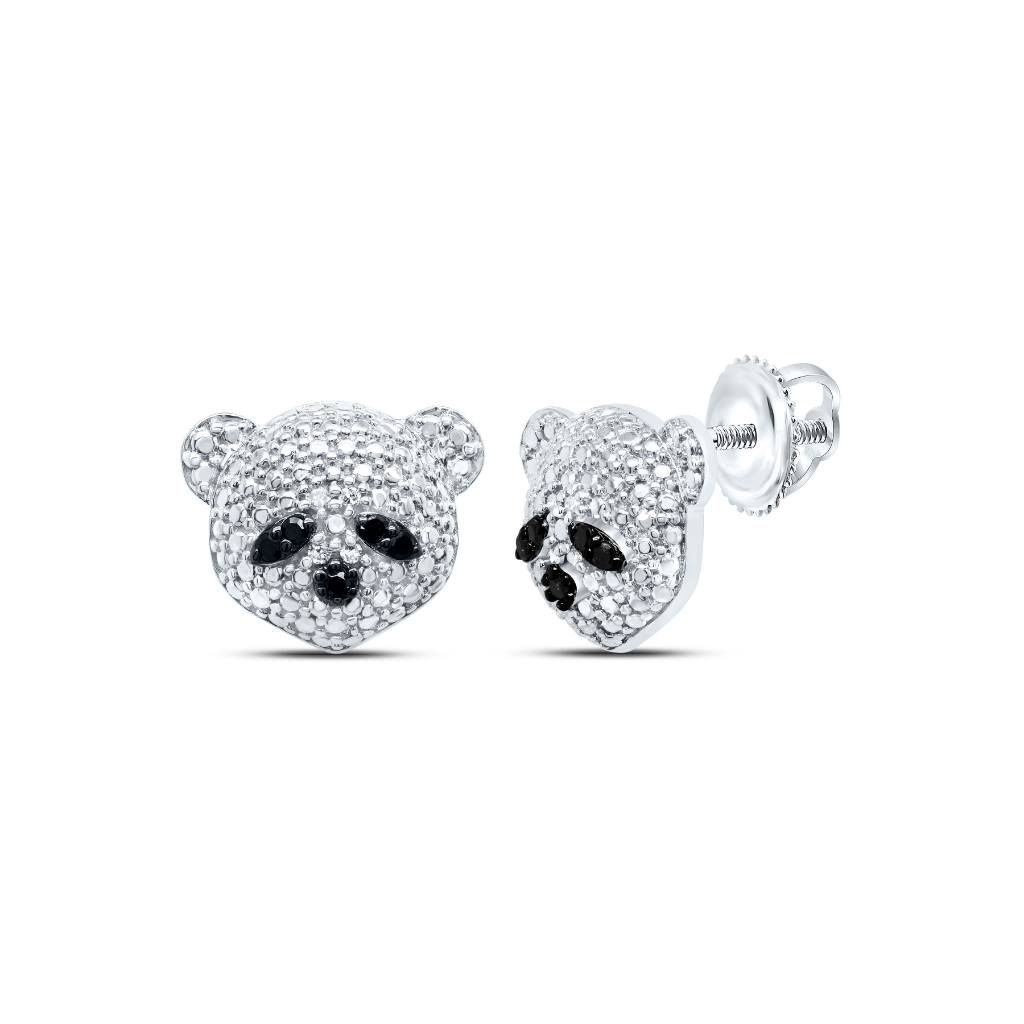 Sterling Silver 1/12Ctw-Dia P1 Gift Bear Earring