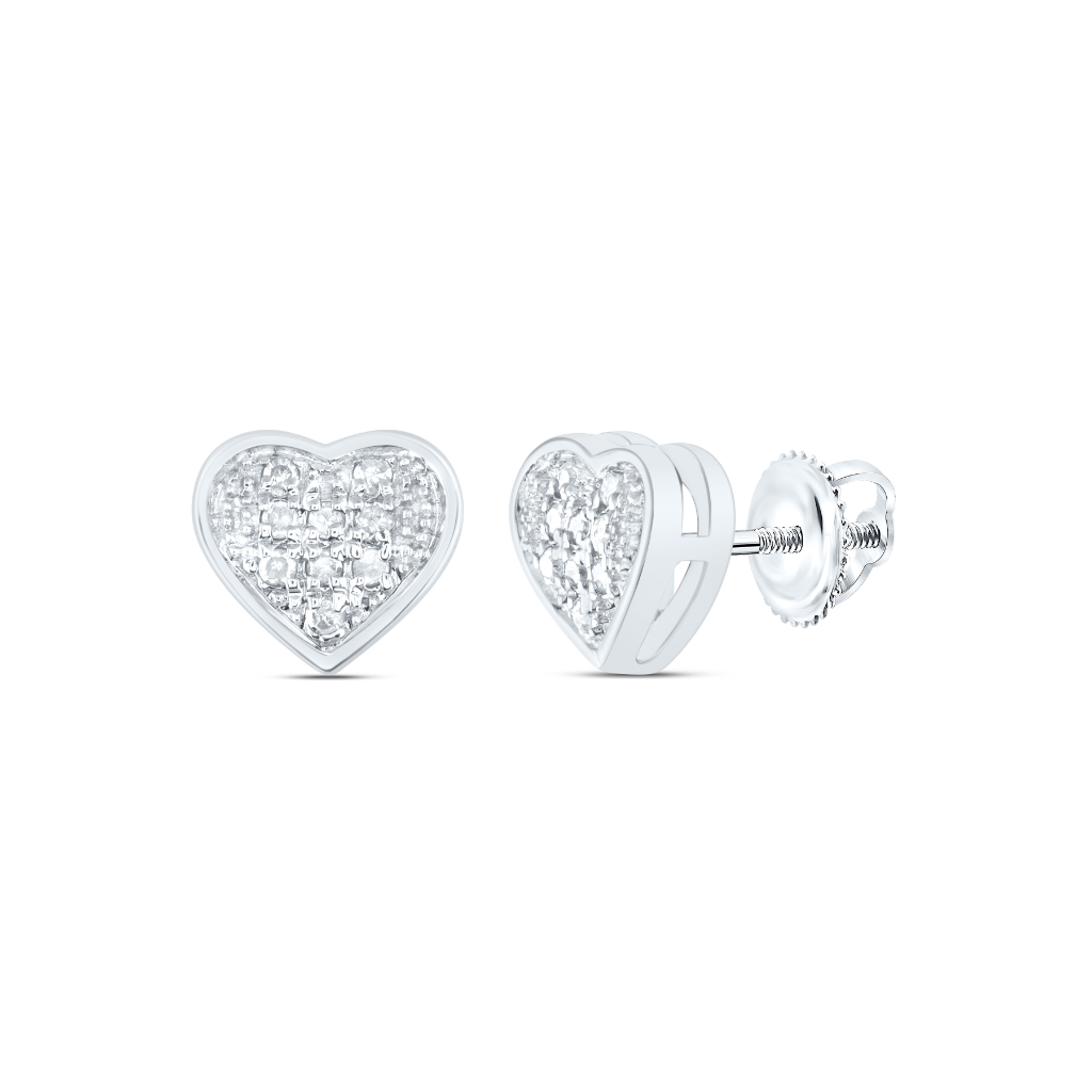 Sterling Silver 1/20 Ctw- Dia Gift Heart Earring