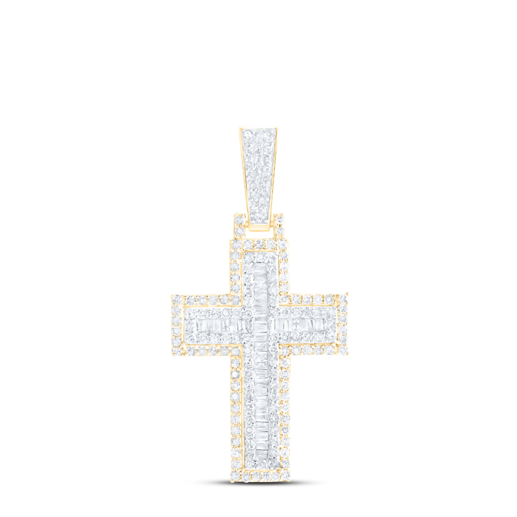 10Kt Yellow Gold 3/4Ctw-Dia Nk Cross Mens Charm (4.58 grams)