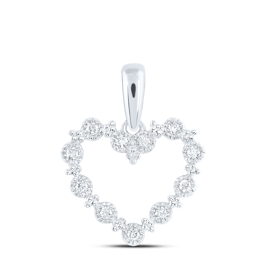 10Kt White Gold 1/10Ctw-Dia Nk Gift Heart Pendant (1.12 grams)