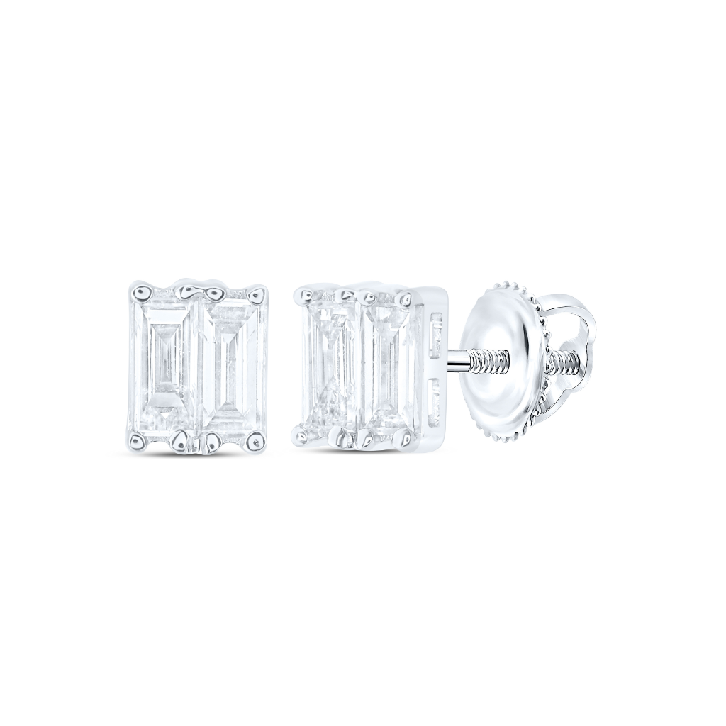 14Kt White Gold 1/5Ctw-Dia Ana M Bag Fashion Emerald Stud Earring (0.31 grams)